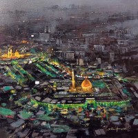 Shan Amrohvi, 18 x 18 inch, Acrylic on Canvas, Cityscape Painting, AC-SA-204